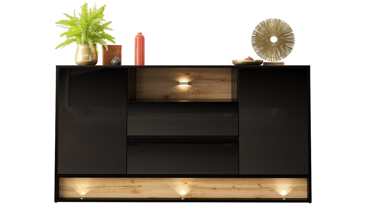 SIDEBOARD 160CM WITH OAK WOOD INSET - VISION 2