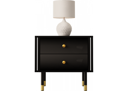 NIGHTSTAND 55CM WITH GOLD EMBELLISHMENTS AND 2 DRAWERS - CRISTAL 4