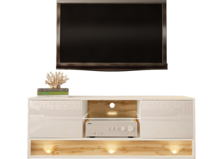 TV STAND 140CM WITH OAK WOOD INSET - VISION 3