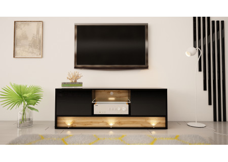 TV STAND 140CM WITH OAK WOOD INSET - VISION 3