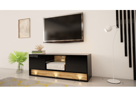 TV STAND 140CM WITH OAK WOOD INSET - VISION 3