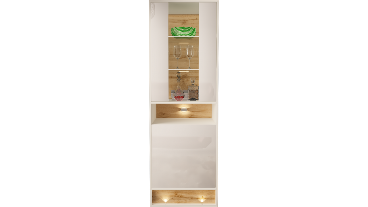 VITRINE 180CM WITH OAK WOOD INSET - VISION 4