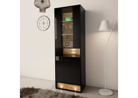 VITRINE 180CM WITH OAK WOOD INSET - VISION 4