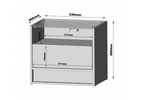 NIGHTSTAND 55CM WITH GLASSED TOP AND POSSIBLE OAK WOOD INSET - VISION 5