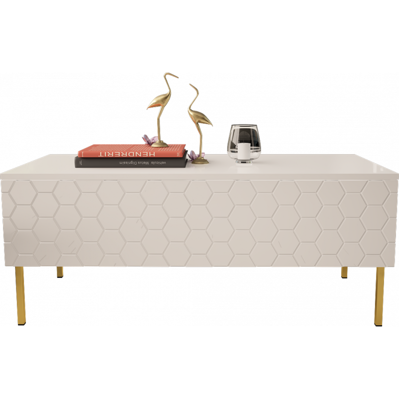 COFFEE TABLE 120CM ON GOLD LEGS - HEXA 3