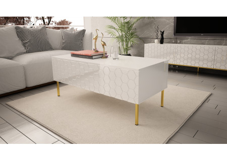 COFFEE TABLE 120CM ON GOLD LEGS - HEXA 3