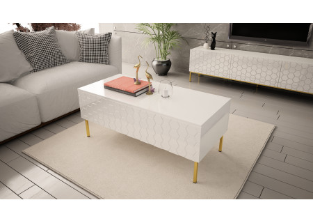 COFFEE TABLE 120CM ON GOLD LEGS - HEXA 3