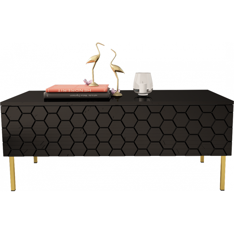 COFFEE TABLE 120CM ON GOLD LEGS - HEXA 3