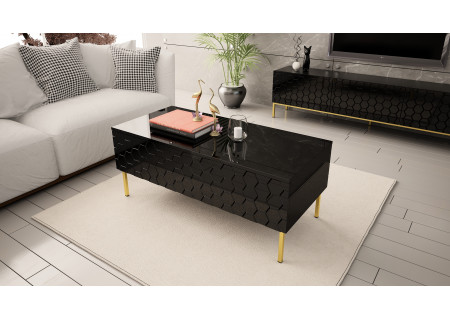 COFFEE TABLE 120CM ON GOLD LEGS - HEXA 3