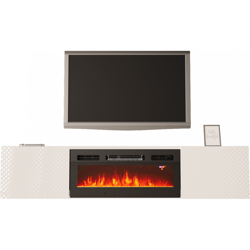 TV STAND 180CM WITH FIREPLACE - CARBON 1