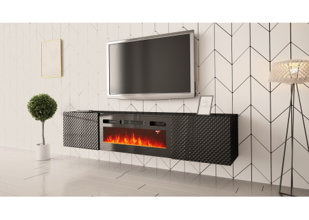 TV STAND 180CM WITH FIREPLACE - CARBON 1