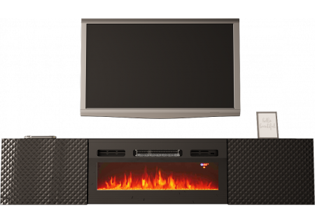 TV STAND 180CM WITH FIREPLACE - CARBON 1