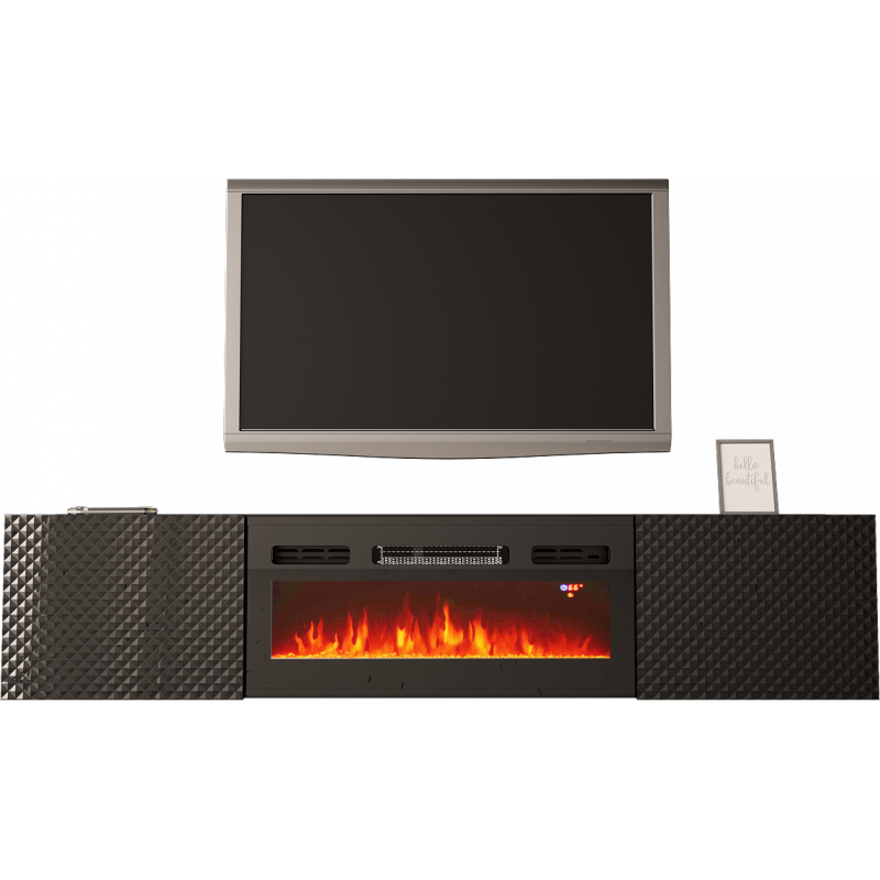 TV STAND 180CM WITH FIREPLACE - CARBON 1