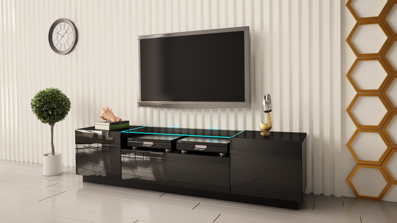 TV STAND 180CM WITH GLASSED TOP ALTA-01