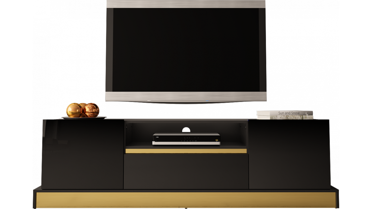 TV STAND 195CM WITH GOLD INSET MERCADO 3