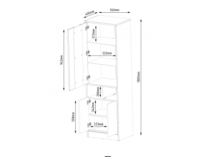 VITRINE 180CM WITH LED STRIP AND GLASS DOOR - DISPARO 1